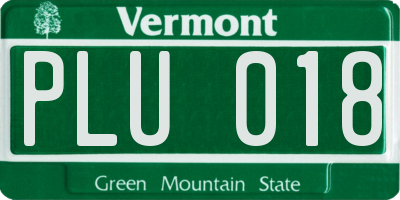 VT license plate PLU018