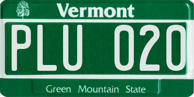 VT license plate PLU020