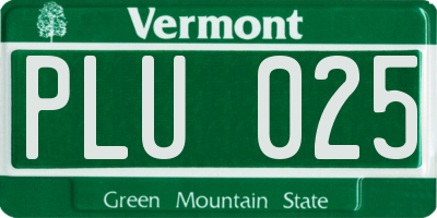 VT license plate PLU025