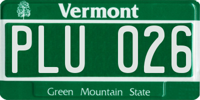 VT license plate PLU026
