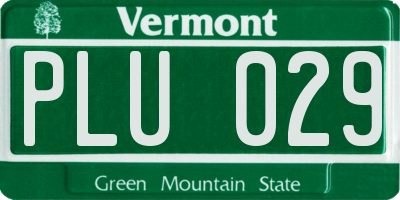 VT license plate PLU029