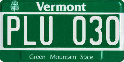VT license plate PLU030