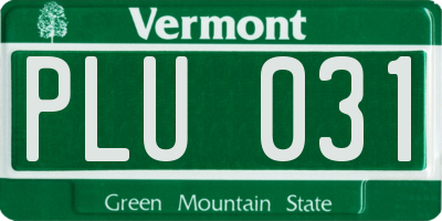 VT license plate PLU031