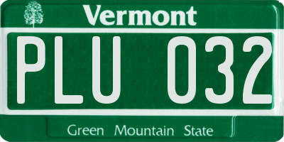 VT license plate PLU032