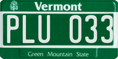 VT license plate PLU033