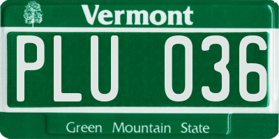 VT license plate PLU036
