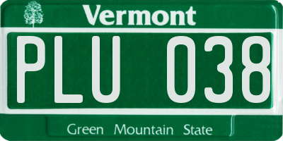 VT license plate PLU038