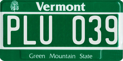 VT license plate PLU039