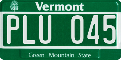 VT license plate PLU045