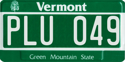 VT license plate PLU049