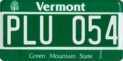 VT license plate PLU054