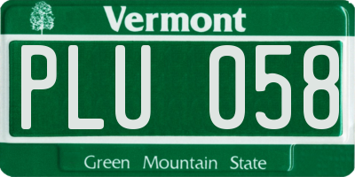 VT license plate PLU058