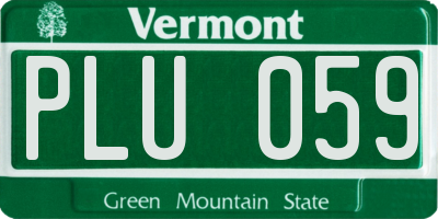 VT license plate PLU059