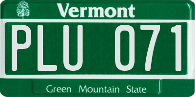 VT license plate PLU071