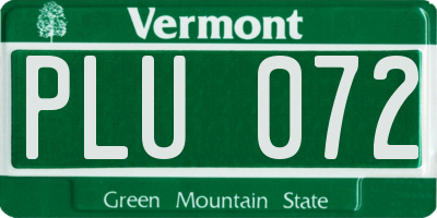 VT license plate PLU072