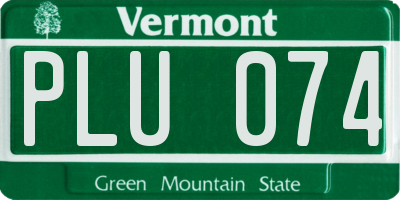 VT license plate PLU074
