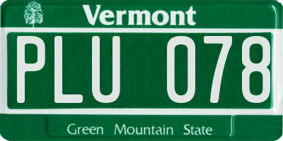 VT license plate PLU078
