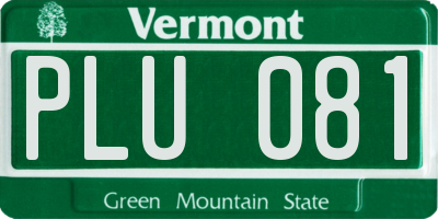 VT license plate PLU081