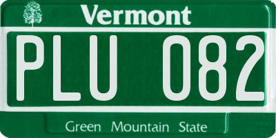 VT license plate PLU082