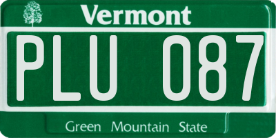 VT license plate PLU087
