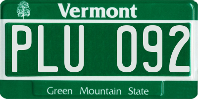 VT license plate PLU092