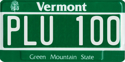 VT license plate PLU100