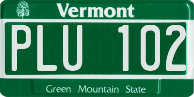 VT license plate PLU102