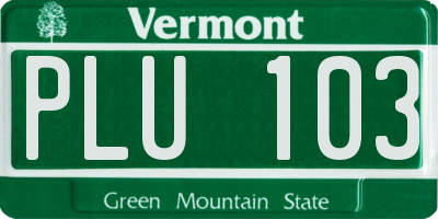 VT license plate PLU103