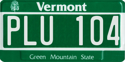 VT license plate PLU104