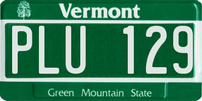 VT license plate PLU129