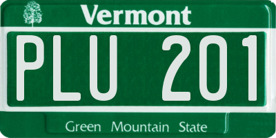 VT license plate PLU201