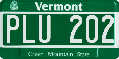 VT license plate PLU202