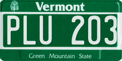 VT license plate PLU203