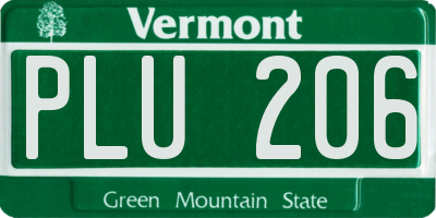 VT license plate PLU206