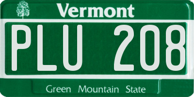 VT license plate PLU208