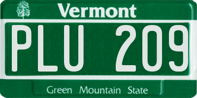 VT license plate PLU209
