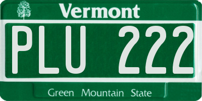 VT license plate PLU222