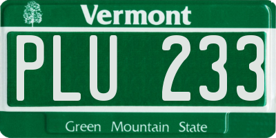 VT license plate PLU233