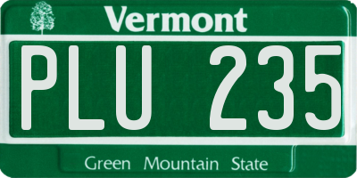 VT license plate PLU235