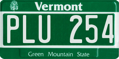 VT license plate PLU254