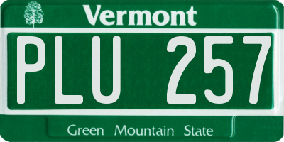 VT license plate PLU257
