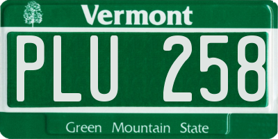 VT license plate PLU258