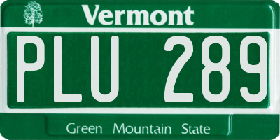 VT license plate PLU289