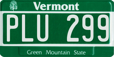 VT license plate PLU299