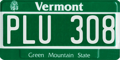 VT license plate PLU308