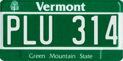VT license plate PLU314