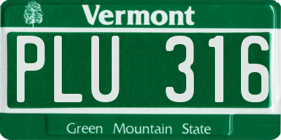 VT license plate PLU316