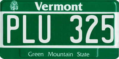 VT license plate PLU325