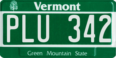 VT license plate PLU342
