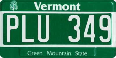 VT license plate PLU349